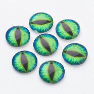 Half Round/Dome Dragon Eye Printed Glass Cabochons, Spring Green, 12x4mm(GGLA-A002-12mm-AB09)