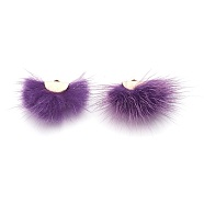 Faux Mink Fur Semi Circle Pendants, with Golden Tone Iron Findings, Half Round, Purple, 30x44x5mm, Hole: 1.2x2.5mm(WOVE-F021-02G-06)