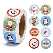 Christmas Roll Stickers, 8 Different Designs Decorative Sealing Stickers, for Christmas Party Favors, Holiday Decorations, Snowman, 25mm, about 500pcs/roll(DIY-J002-B11)