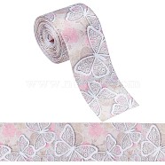 10 Yards Printed Polyester Ribbon, for Bowknot Making, Flat, Colorful, Butterfly Pattern, 5.1x0.02cm(OCOR-GF0002-47A)