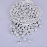 Round Silicone Focal Beads, Chewing Beads For Teethers, DIY Nursing Necklaces Making, Gray, 15mm, Hole: 2mm(SI-JX0046A-63)