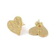 Ion Plating(IP) 304 Stainless Steel Stud Earrings Finding for Women, Heart, Real 18K Gold Plated, 25x16.5mm, Pin: 0.5x11mm(EJEW-B050-15G)