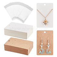 100Pcs 2 Colors Rectangle Paper One Pair Earring Display Cards with Hanging Hole, Jewelry Display Card for Pendants and Earrings Storage with 100Pcs OPP Cellophane Bags, Mixed Color, Card: 9x6x0.06cm, Hole: 6mm and 1.6mm(CDIS-FG0001-57)