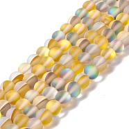 Synthetic Moonstone Beads Strands, Frosted, Round, Goldenrod, 6mm, Hole: 1mm, about 60~64pcs/strand, 14.76''~15.55''(37.5~39.5cm)(G-E573-01A-18)