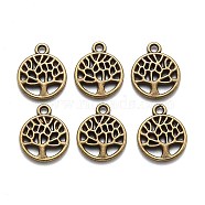 Tibetan Style Alloy Pendants, Cadmium Free & Nickel Free & Lead Free, Flat Round with Tree of Life, Antique Bronze, 13.5x10x1.5mm, Hole: 1.2mm, about 925pcs/500g(TIBEP-T009-25AB-NR)