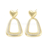 Rack Plating Brass Micro Pave Cubic Zirconia Studs Earrings, Dangle Earrings for Women, Long-Lasting Plated, Lead Free & Cadmium Free, Real 18K Gold Plated, Trapezoid, 40x24mm(EJEW-B047-03G-05)