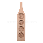 Flower & Square Wooden Press Mooncake Molds, 4 Cavities Pastry Molds, Cake Molds, BurlyWood, 350x70mm(BAKE-SZ0001-08)