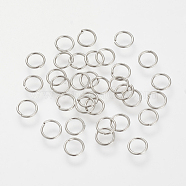 Brass Jump Rings, Nickel Free, Real Platinum Plated, Closed but not Soldering, 18 Gauge, 6x1mm(KK-T014-126P)
