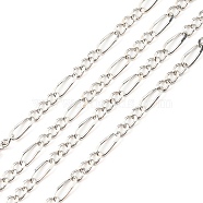 Anti-Tarnish Rhodium Plated 925 Sterling Silver Figaro Chains, Soldered, Platinum, Link: 5.5x2x0.5mm and 2.5x2x0.5mm(STER-F052-03P)