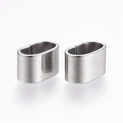 201 Stainless Steel Slide Charm, Oval, Stainless Steel Color, 12x9x6.5mm, Hole: 4.5x10mm(STAS-P127-11P)