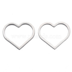 Non-Tarnish 304 Stainless Steel Linking Rings, Heart, Stainless Steel Color, 18x20x1mm(STAS-N095-050C-01)