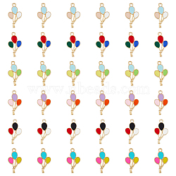 SUPERFINDINGS 60Pcs 6 Colors Alloy Enamel Pendants, Balloon Charms, Mixed Color, 23.5x13x1.5mm, Hole: 1.8mm, 10pcs/color(ENAM-FH0001-49)