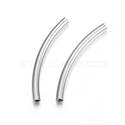 Tarnish Resistant 304 Stainless Steel European Tube Beads, Curved Tube, Stainless Steel Color, 60x5mm, Hole: 4mm(X-STAS-F174-19P-B)