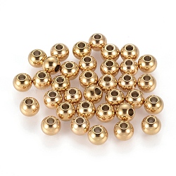 Ion Plating(IP) 202 Stainless Steel Rondelle Spacer Beads, Golden, 6x5mm, Hole: 2mm(STAS-F094-06B-G)