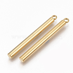 201 Stainless Steel Big Pendants, Bar, Golden, 55x5mm, Hole: 3mm(STAS-S079-102G)