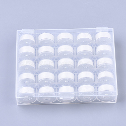 402 Polyester Sewing Thread, Plastic Bobbins and Clear Box, White, 0.1mm, 50m/roll, 25rolls/box(TOOL-Q019-02A)