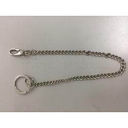 Zinc Alloy Keychains Key Rings, with Iron Chains, Platinum, 38mm(X-KEYC-L012-01P)