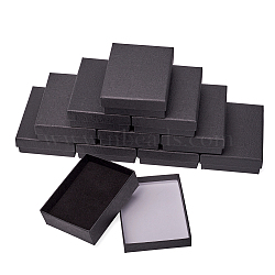 Cardboard Gift Boxes, with Black Sponge inside, Rectangle, Black, 8x5x2.7cm(YS-TAC0001-18A-02)