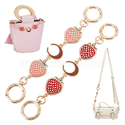 2Pcs 2 Colors Alloy Enamel Strawberry & Moon Link Bag Strap Extenders Sets, with Spring Gate Ring, Mixed Color, 19cm, 1pc/color(FIND-OC0002-66)