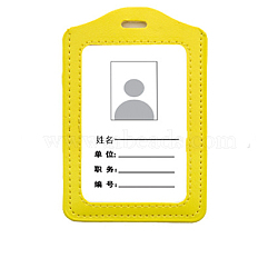 Vertical Imitation Leather ID Badge Holder, Waterproof Clear Window Card Holder, for School Office, Rectangle, Gold, 110x72mm(OFST-PW0002-219A-05)