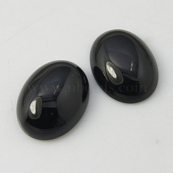 Natural Gemstone Cabochons, Black Agate, Oval, Black, 25x18x7mm(X-G-G082-18x25x7mm-2)