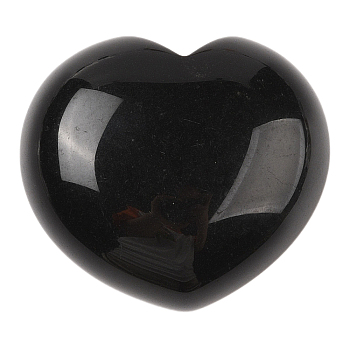 Natural Obsidian Thumb Massage Stone, Heart Pocket Palm Stones, for Relaxing, Pain Relief, 40~41x45x24~26mm