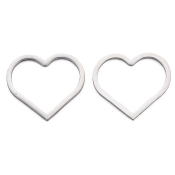 304 Stainless Steel Linking Rings, Heart, Stainless Steel Color, 18x20x1mm