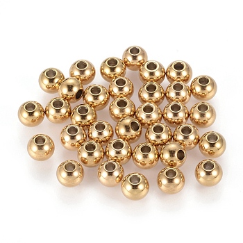 Ion Plating(IP) 202 Stainless Steel Rondelle Spacer Beads, Golden, 6x5mm, Hole: 2mm