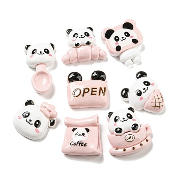Panda Theme Opaque Resin Cabochons, Pink, Mixed Shapes, Mixed Color, 21.5~27x18~25.5x7~10mm