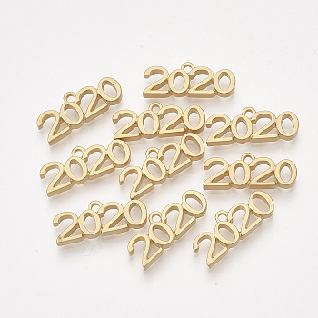 Smooth Surface Alloy Charms, New Year 2020, Matte Gold Color, 9x23x3mm, Hole: 1.8mm