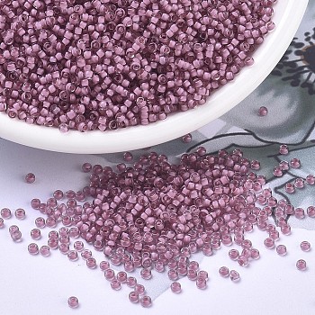 MIYUKI Round Rocailles Beads, Japanese Seed Beads, 11/0, (RR1931) Semi-Frosted Light Raspberry Lined Crystal, 2x1.3mm, Hole: 0.8mm, about 5500pcs/50g