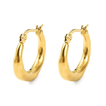 304 Stainless Steel Hoop Earrings, Jewely foe Women, Real 18K Gold Plated, Round, 21.5x4.5mm