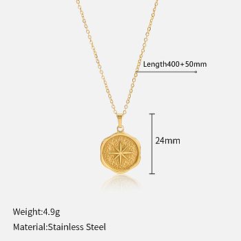 304 Stainless Steel Pendant Necklaces for Women, Golden, Star, 15.75 inch(40cm), Star pendant: 24mm