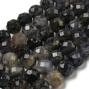 Natural Iolite Beads Strands, Faceted, Round, 6mm, Hole: 0.8mm, about 63pcs/strand, 15.12''(38.4cm)