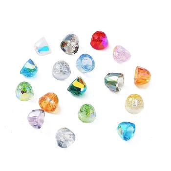 Electroplate Glass Beads, Half Round, Faceted, Mixed Color, 8.5x7.5mm, Hole: 1.4mm, 50pcs/bag