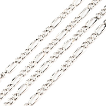 Anti-Tarnish Rhodium Plated 925 Sterling Silver Figaro Chains, Soldered, Platinum, Link: 5.5x2x0.5mm and 2.5x2x0.5mm