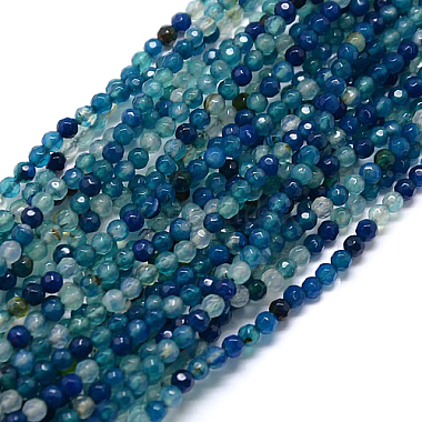 4mm Teal Round Natural Agate Beads