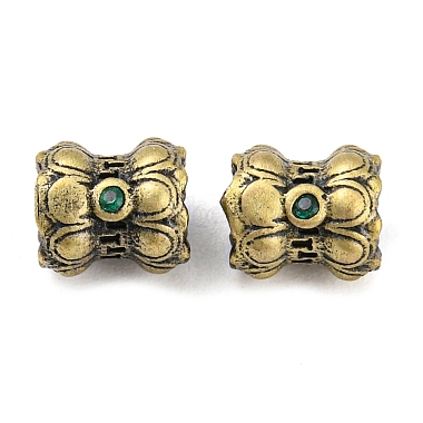 Green July Lotus Brass+Cubic Zirconia Beads