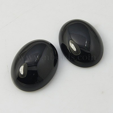 25mm Black Oval Black Agate Cabochons