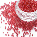 DIY Nail Art Decoration Mini Glass Beads, Tiny Caviar Nail Beads, AB Color Plated, Round, No Hole, Crimson, 2mm, about 450g/bag(MRMJ-N028-001A-B04)