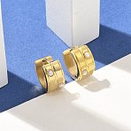 304 Stainless Steel Hoop Earrings for Women, with Plastic Imitation Pearl and 316 Surgical Stainless Steel Ear Pins, Ion Plating(IP), Ring, Golden, 14x7mm(EJEW-C096-64G)