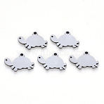 Tarnish Resistant 304 Stainless Steel Charms, Laser Cut, Tortoise, Stainless Steel Color, 9.5x15x1mm, Hole: 1.2mm(X-STAS-N092-30)