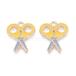 Alloy Enamel Pendants, Scissor Charms, Light Gold, Gold, 20x17x1mm, Hole: 1.6mm(ENAM-Q004-01KCG-07)
