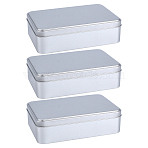 Rectangle Tinplate Metal Storage Boxes with Lid, Platinum, 18x12x5.05cm(CON-WH0112-040)