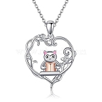 Alloy Pendant Necklaces, Heart with Cat, Platinum, 17.72 inch(45cm)(PW-WGF73F2-01)