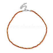 Glass Beaded Necklace, with Alloy Clasps, Red, 16.10 inch(40.9cm)(NJEW-Z029-05Q)