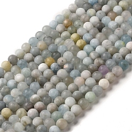 Natural Aquamarine Beads Strands, Frosted, Round, 6~6.5mm, Hole: 0.8mm, about 64pcs/strand, 15.75''(40cm)(G-I349-01A)