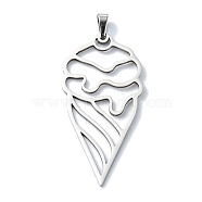 304 Stainless Steel Pendants, Laser Cut, Ice-cream Charms, Stainless Steel Color, 45x22x1mm, Hole: 6x3mm(STAS-C097-15P)