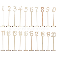 BoxWood Table Numbers Cards, for Wedding, Restaurant, Birthday Party Decorations, Number 1~20, Moccasin, 35x4~10x0.2cm, 20pcs/ser(AJEW-WH0168-36)
