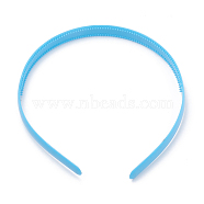 Hair Accessories Plain Plastic Hair Band Findings, with Teeth, Deep Sky Blue, 114~120x12~12.5mm(OHAR-N005-01A)